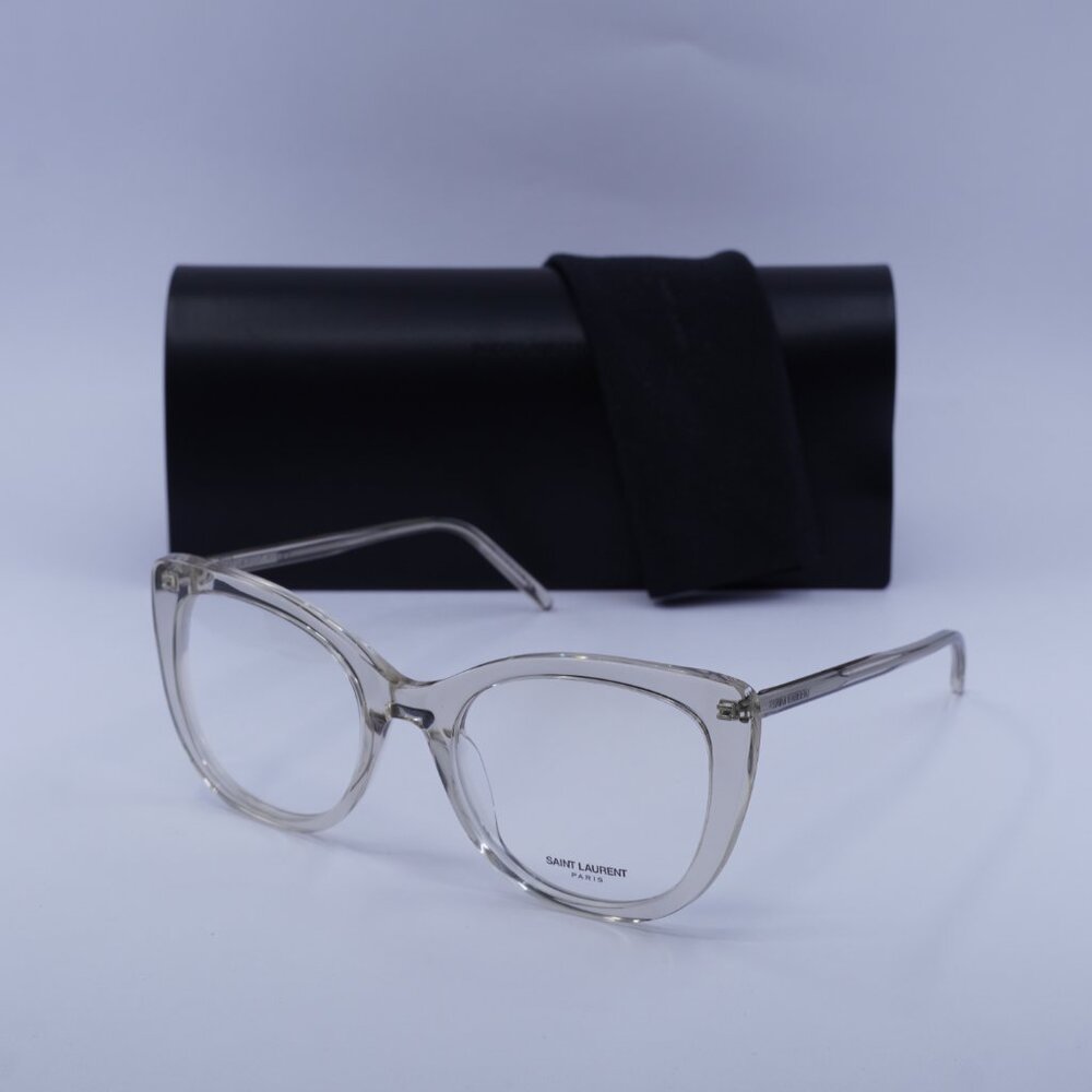 Saint Laurent SL778 004 Square Eyeglasses 55mm – Transparent Beige